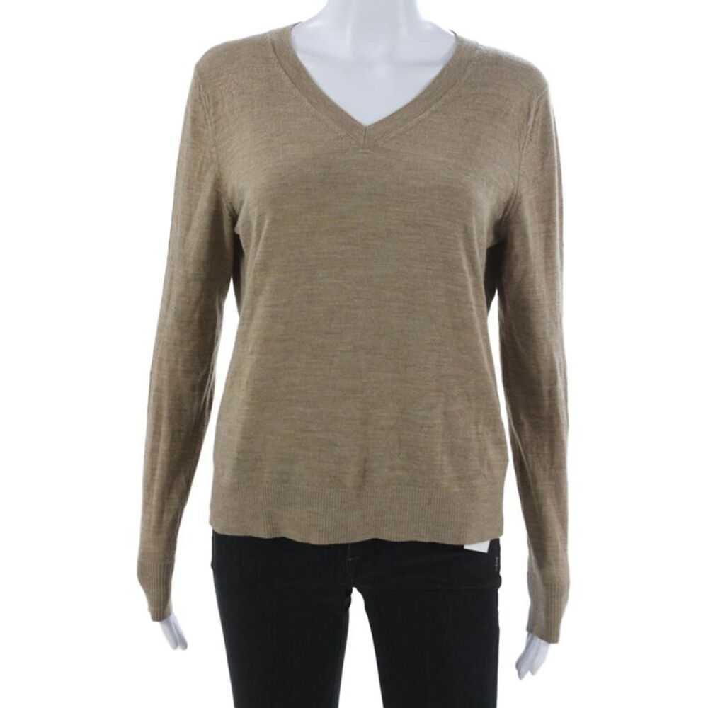 Closed Womens Pullover Sweater V-Neck Long Sleeve Beige Organic Wool Size M